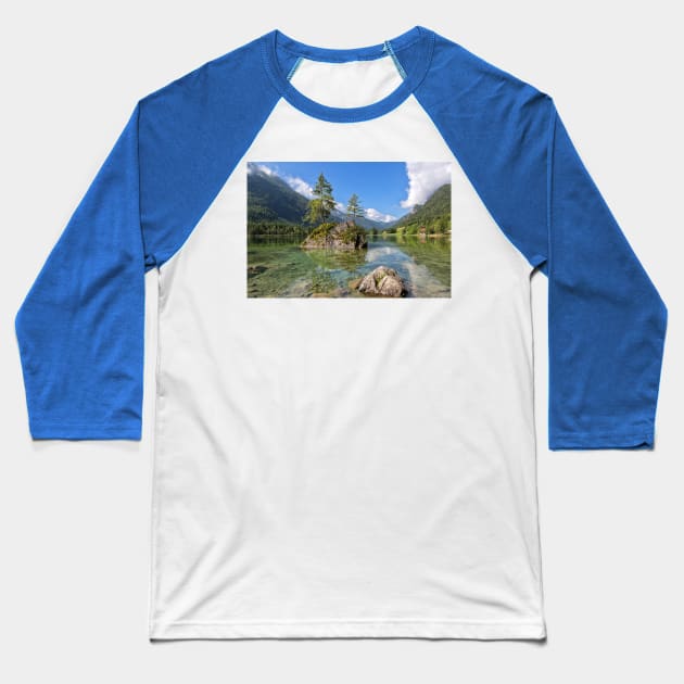 Trees on a Rock, Hintersee Baseball T-Shirt by yairkarelic